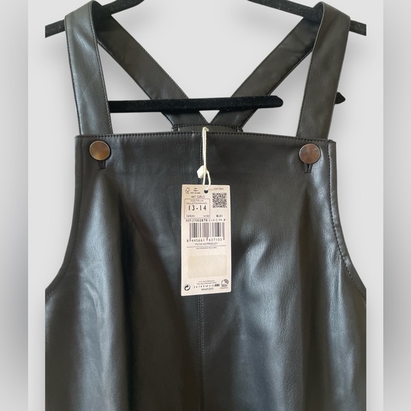 MNG by Mango Kids Faux Leather Pinafore Dress Black Girl’s Sz 13-14 NWT - Picture 5 of 7